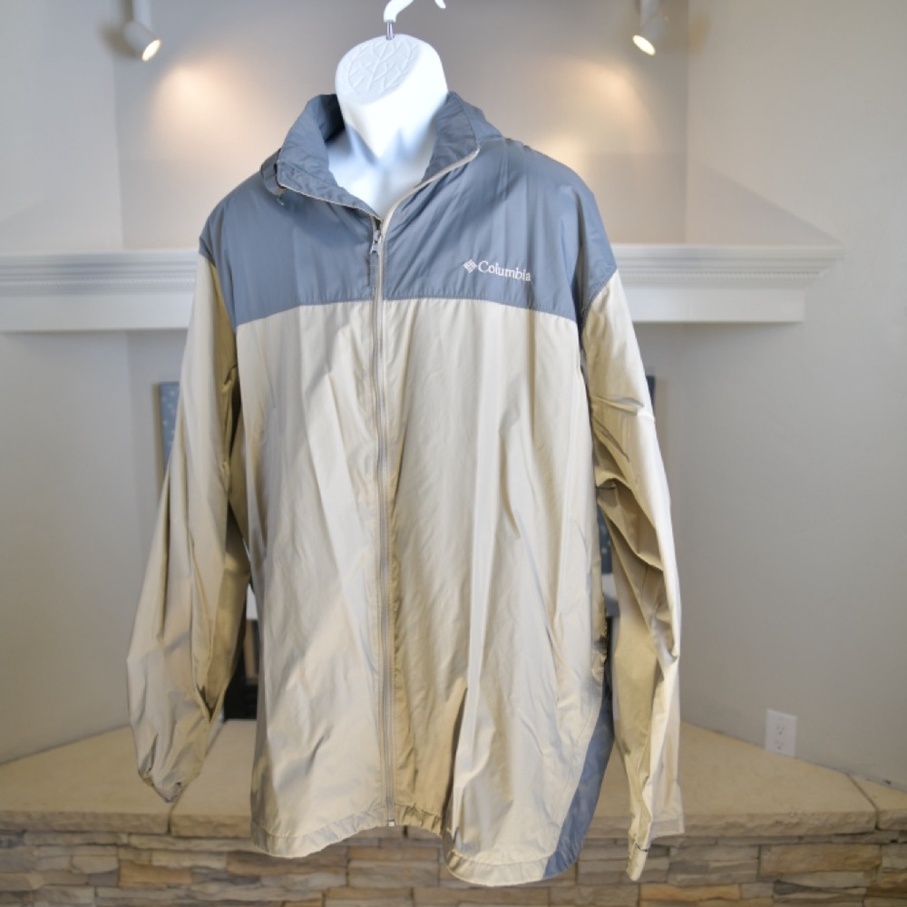 Columbia Glennaker Lake Rain Jacket Men’s 3XT Brown Gray Long Sleeve Hoodie